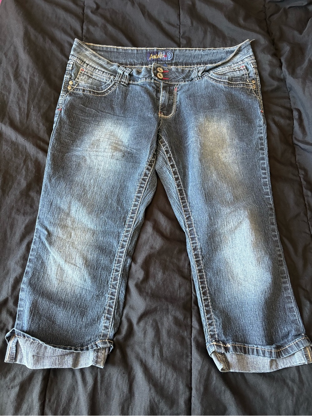 Angels Medium Wash Denim Capri Cropped Jeans - Juniors Size 17
